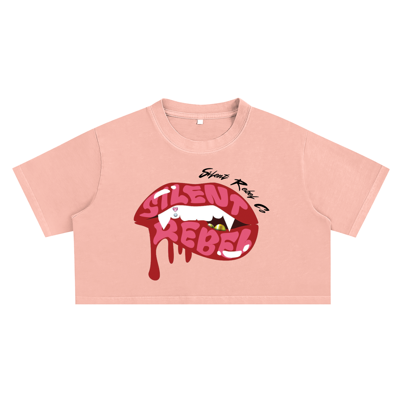 Silent Rebel™ "Lipz" Snow Washed Crop Top