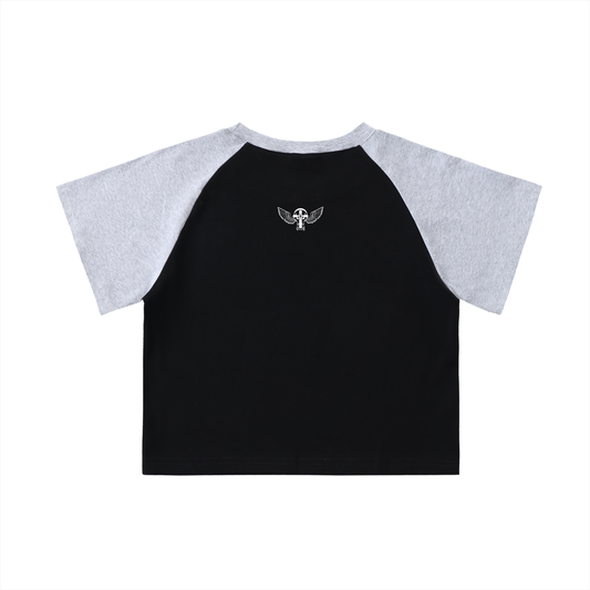 Silent Rebel™ "Misfit" ColorBlock Short Sleeve Crop Top