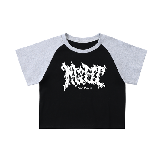 Silent Rebel™ "Misfit" ColorBlock Short Sleeve Crop Top