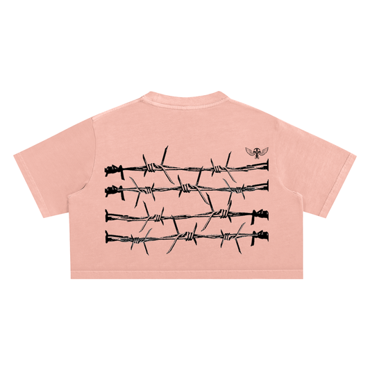 Silent Rebel™ "Barbwire" Snow Washed Crop Top