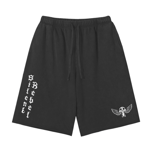Silent Rebel™ "Misunderstood" Scattered Edge Vintage Washed Shorts - 350 GSM