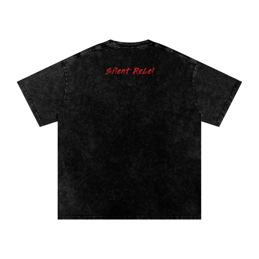 Silent Rebel™ "Bleed Slowly" Acid Wash Oversize T-Shirt - 250 GSM