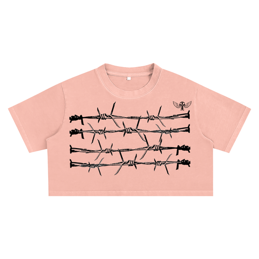 Silent Rebel™ "Barbwire" Snow Washed Crop Top