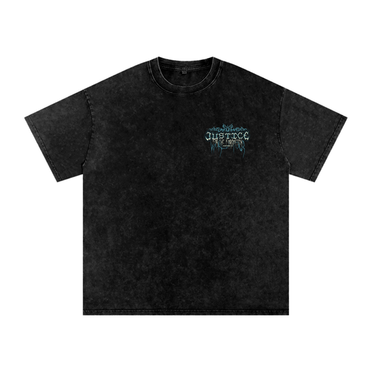 Silent Rebel™ "Justice World Tour" Acid Wash Oversize T-Shirt - 250 GSM